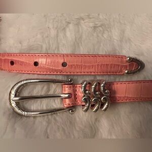 Brighton Pink Leather Belt with Silver Buckle